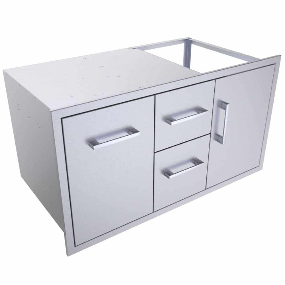 Sunstone Grill Signature Series 36 Inch Stainless Steel Beveled Frame Double Access Drawer and Double Door Combo