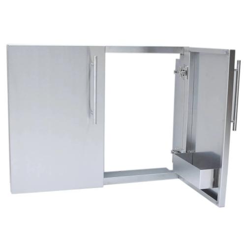 Sunstone Grills Designer Series 42 Inch Stainless Steel Raised Frame Double Access Doors with Shelves