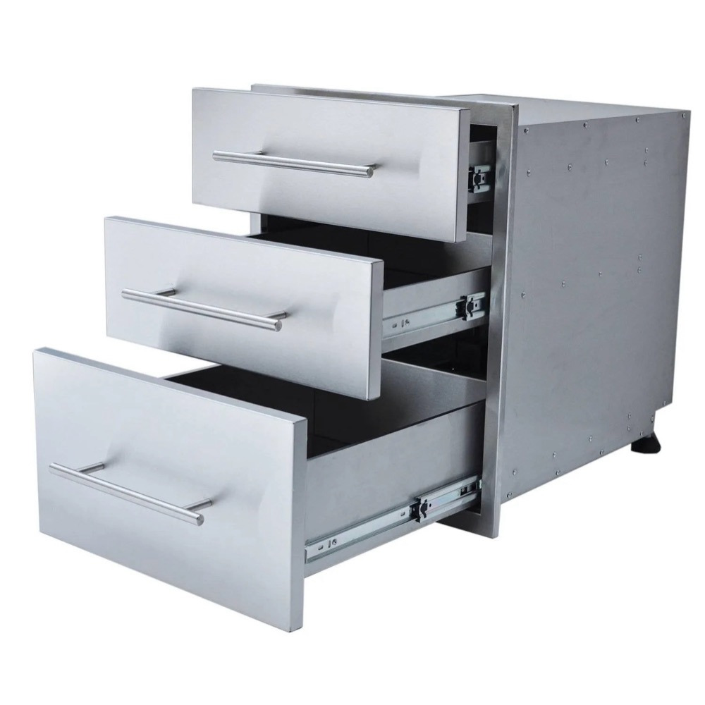 Sunstone Grill Designer Series 18 Inch Stainless Steel Raised Frame Triple Access Drawer