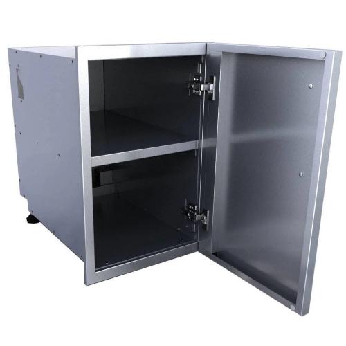 Sunstone Grills Designer Series 15 Inch Stainless Steel Raised Frame Left Hinged Vertical Single Door Dry Storage Pantry Cabinet