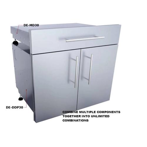 Sunstone Grills Designer Series 30 Inch Stainless Steel Raised Frame Double Door Dry Storage Pantry Cabinet