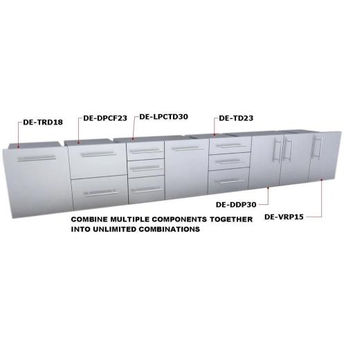 Sunstone Grills Designer Series 30 Inch Stainless Steel Raised Frame Double Door Dry Storage Pantry Cabinet
