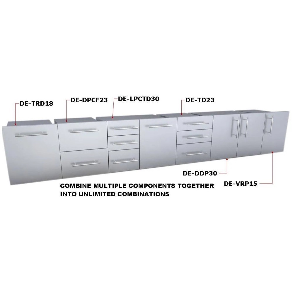 Sunstone Grills Designer Series 30 Inch Stainless Steel Raised Frame Double Door Dry Storage Pantry Cabinet