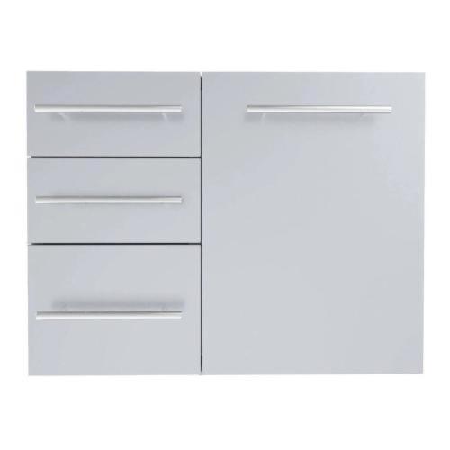 Sunstone Grills Designer Series 30 Inch Stainless Steel Raised Frame Triple Access Drawer  and  Propane Tank Storage Combo