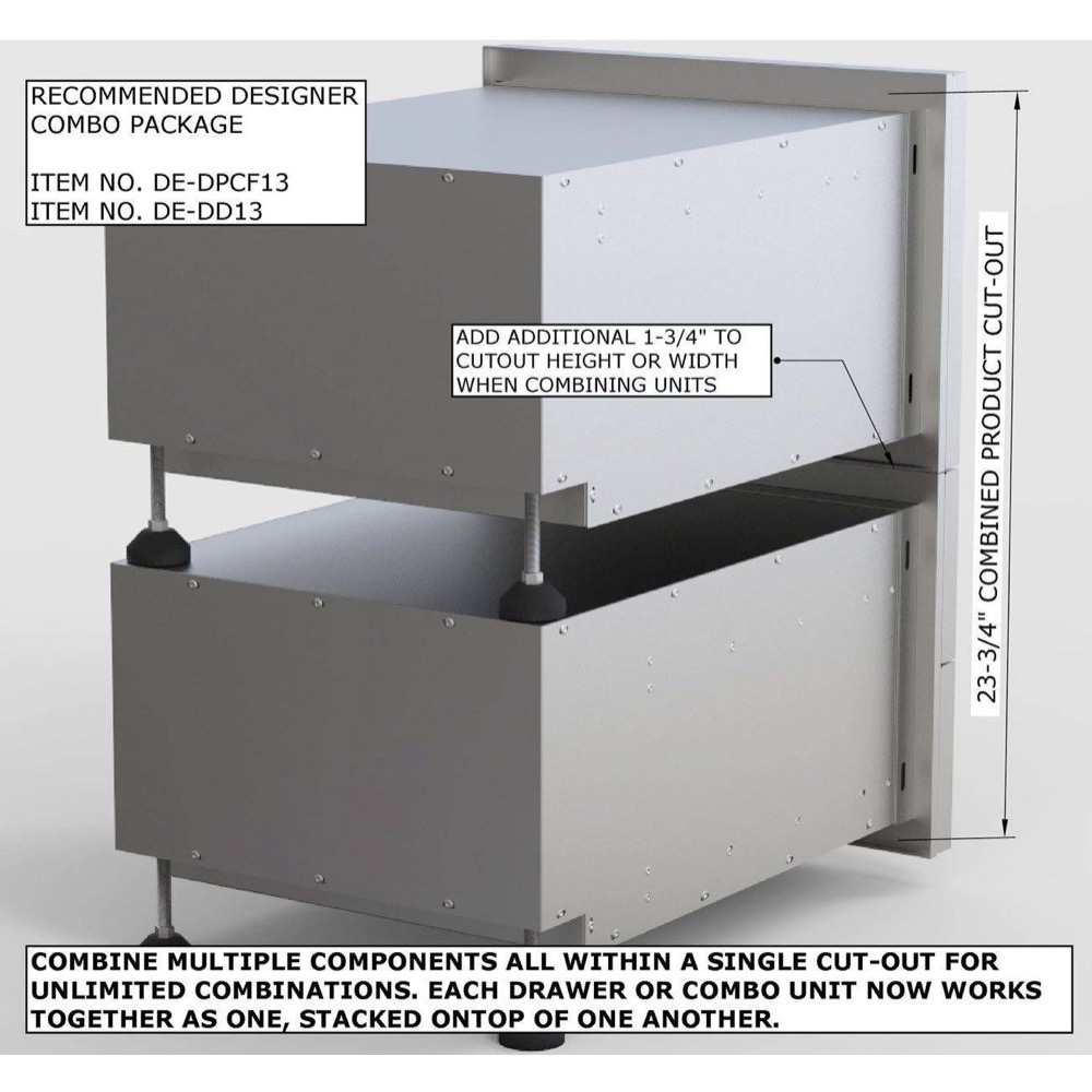 Sunstone Grill Designer Series 18 Inch Stainless Steel Raised Frame Tilt Out Paper Towel Bin  and  Utensil Drawer Combo