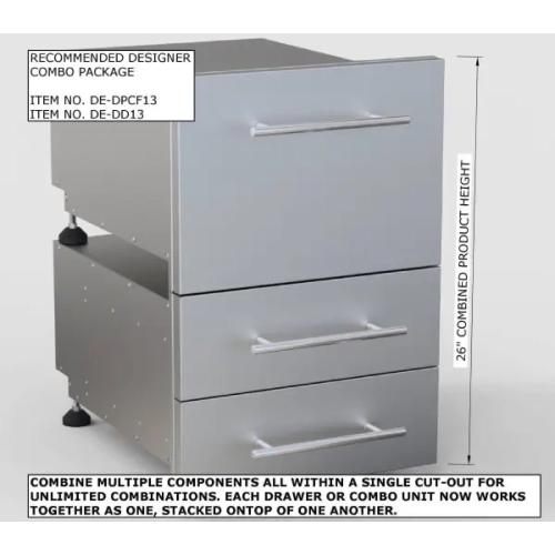 Sunstone Grill Designer Series 18 Inch Stainless Steel Raised Frame Tilt Out Paper Towel Bin  and  Utensil Drawer Combo