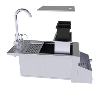 Sunstone Ruby Series 14 Inch Outdoor Rated Stainless Steel Bar Sink Cocktail Ice Chest Station with Hot and Cold Faucet 1350