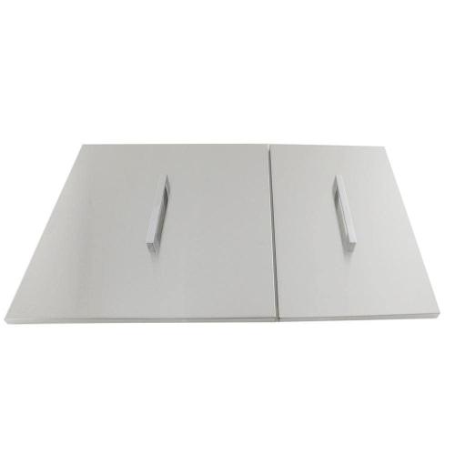 Sunstone 34 Inch x 20 Inch Double Bowl Outdoor Rated Stainless Steel Dual Mount Sink with Lid