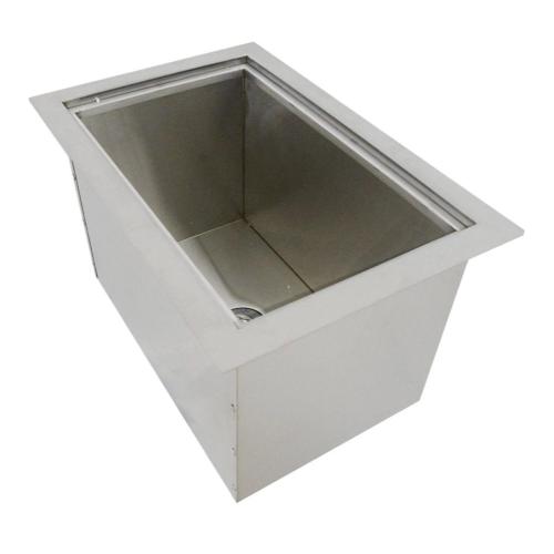 Sunstone 14 Inch x 12 Inch Single Basin Outdoor Rated Stainless Steel Dual Mount Ice Bin Cooler with Lid