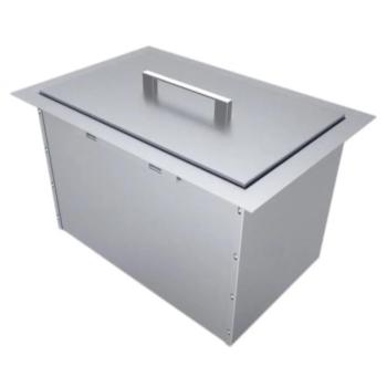 Sunstone Grills 14 Inch x 12 Inch Single Basin Outdoor Rated Stainless Steel Dual Mount Ice Bin Cooler with Lid B IC14350