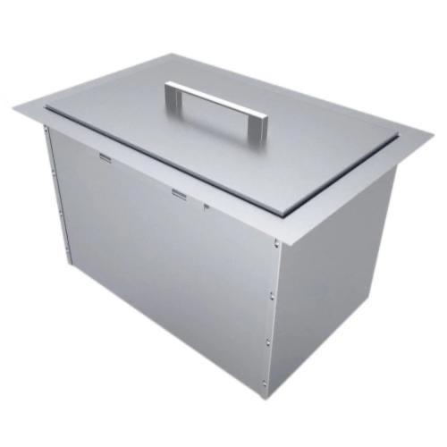 Sunstone Grills 14 Inch x 12 Inch Single Basin Outdoor Rated Stainless Steel Dual Mount Ice Bin Cooler with Lid