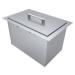 Sunstone Grills 14 Inch x 12 Inch Single Basin Outdoor Rated Stainless Steel Dual Mount Ice Bin Cooler with Lid