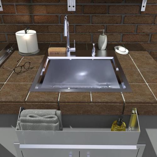Sunstone 22 Inch Outdoor Rated Stainless Steel Heavy Duty Speed Rail Pocket Shelf