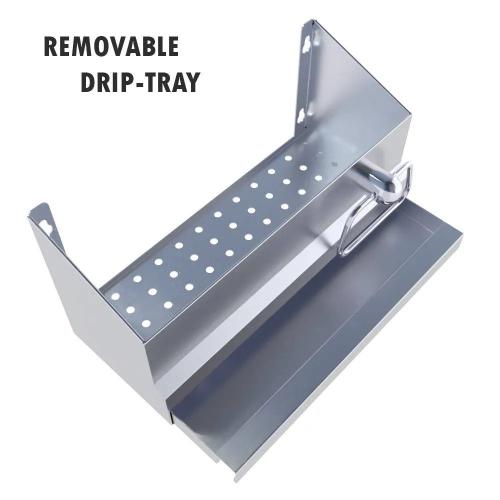Sunstone Grills 13 Inch Outdoor Rated Stainless Steel Bar Caddy Speed Rail with Drip Pan