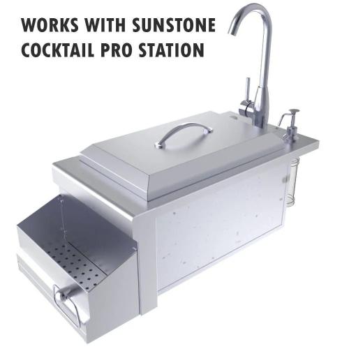 Sunstone Grills 13 Inch Outdoor Rated Stainless Steel Bar Caddy Speed Rail with Drip Pan