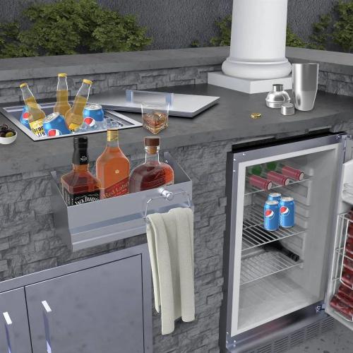 Sunstone Grills 13 Inch Outdoor Rated Stainless Steel Bar Caddy Speed Rail with Drip Pan