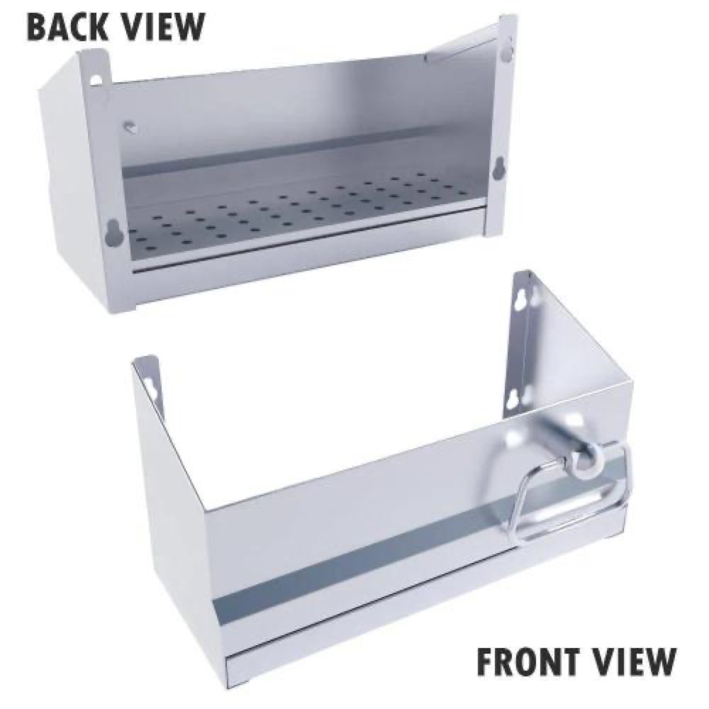 Sunstone Grills 13 Inch Outdoor Rated Stainless Steel Bar Caddy Speed Rail with Drip Pan