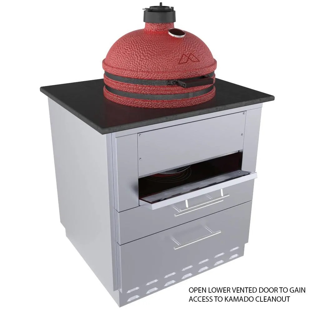 Sunstone 30 Inch Universal Kamado Base Cabinet for up to 24 Inch Kamado Grill