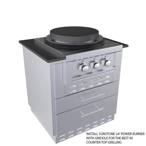 Sunstone 30 Inch Universal Kamado Base Cabinet for up to 24 Inch Kamado Grill