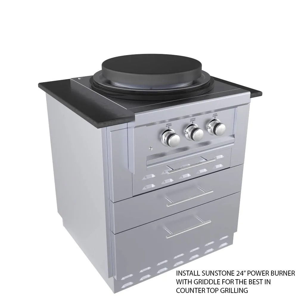 Sunstone 30 Inch Universal Kamado Base Cabinet for up to 24 Inch Kamado Grill