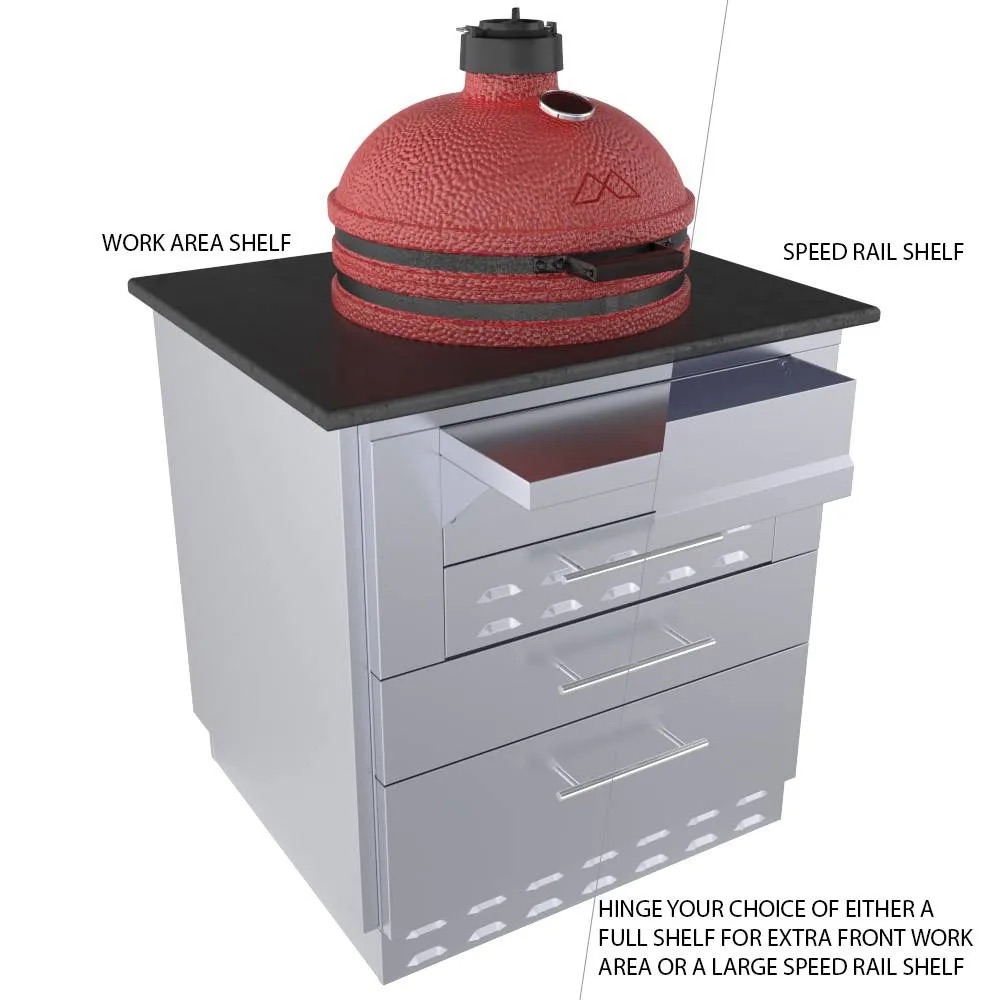 Sunstone 30 Inch Universal Kamado Base Cabinet for up to 24 Inch Kamado Grill