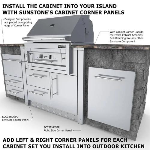 Sunstone Grills 34 Inch Universal Grill Base Cabinet for up to 30 Inch Charcoal Grill