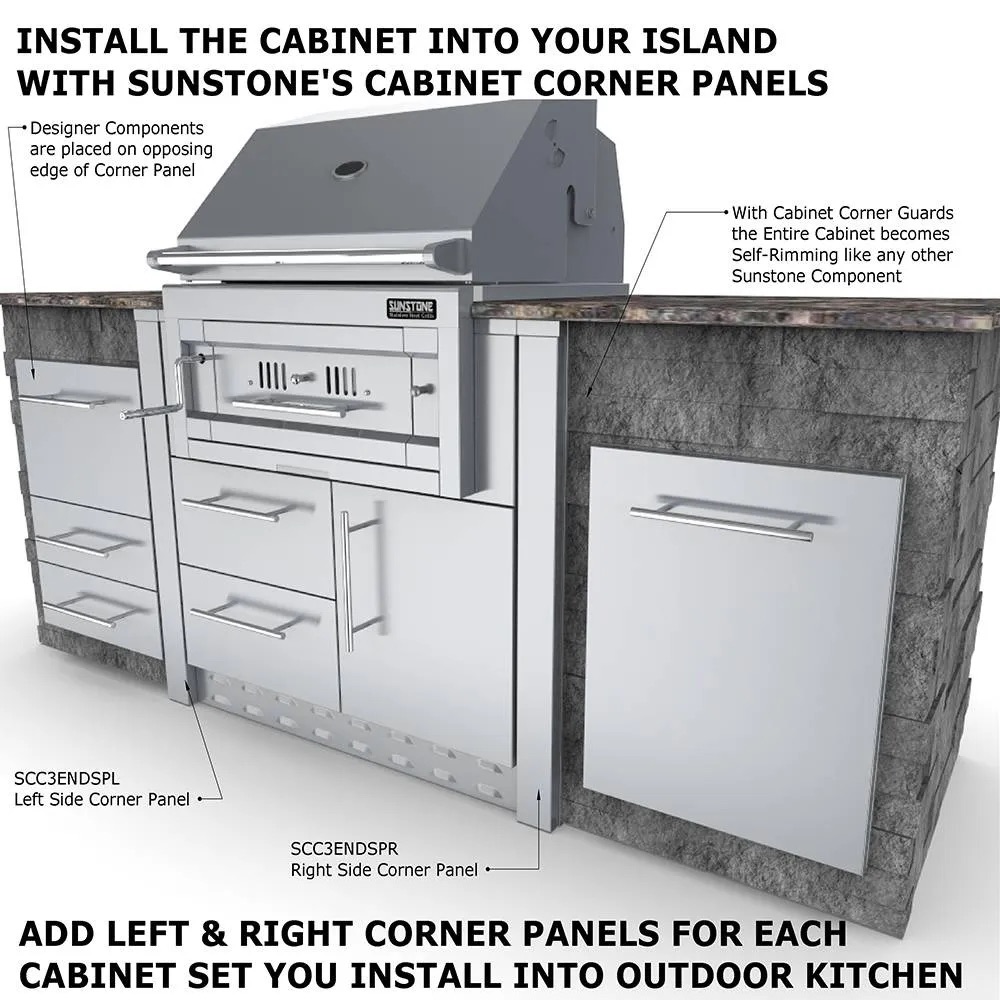 Sunstone Grills 34 Inch Universal Grill Base Cabinet for up to 30 Inch Charcoal Grill