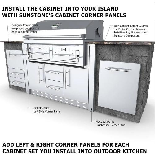 Sunstone Grills 46 Inch Universal Grill Base Cabinet for up to 42 Inch Charcoal Grill