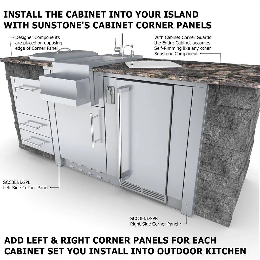 Sunstone 20 Inch Universal Left Hinge Base Cabinet for up to 14 Inch Width Appliance