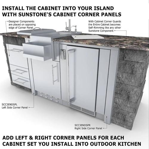 Sunstone 24 Inch Universal Base Cabinet for up to 15 Inch Wide Refrigeration