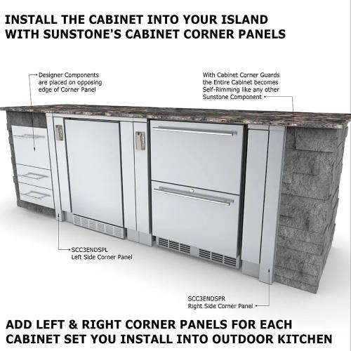 Sunstone Grills 34 Inch Universal Base Cabinet for up to 25 Inch Wide Refrigeration