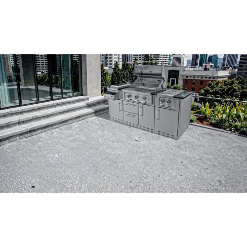 Sunstone Caprice 6 Foot Grill  and  Bar Sink Outdoor BBQ Island Package with Sunstone Grill Ruby Series 30 Inch 3 Burner Built In Gas Grill