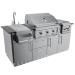 Sunstone Caprice 6 Foot Grill  and  Bar Sink Outdoor BBQ Island Package with Sunstone Grill Ruby Series 30 Inch 3 Burner Built In Gas Grill