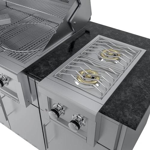 Sunstone Caprice 6 Foot Grill  and  Bar Sink Outdoor BBQ Island Package with Sunstone Grill Ruby Series 30 Inch 3 Burner Built In Gas Grill