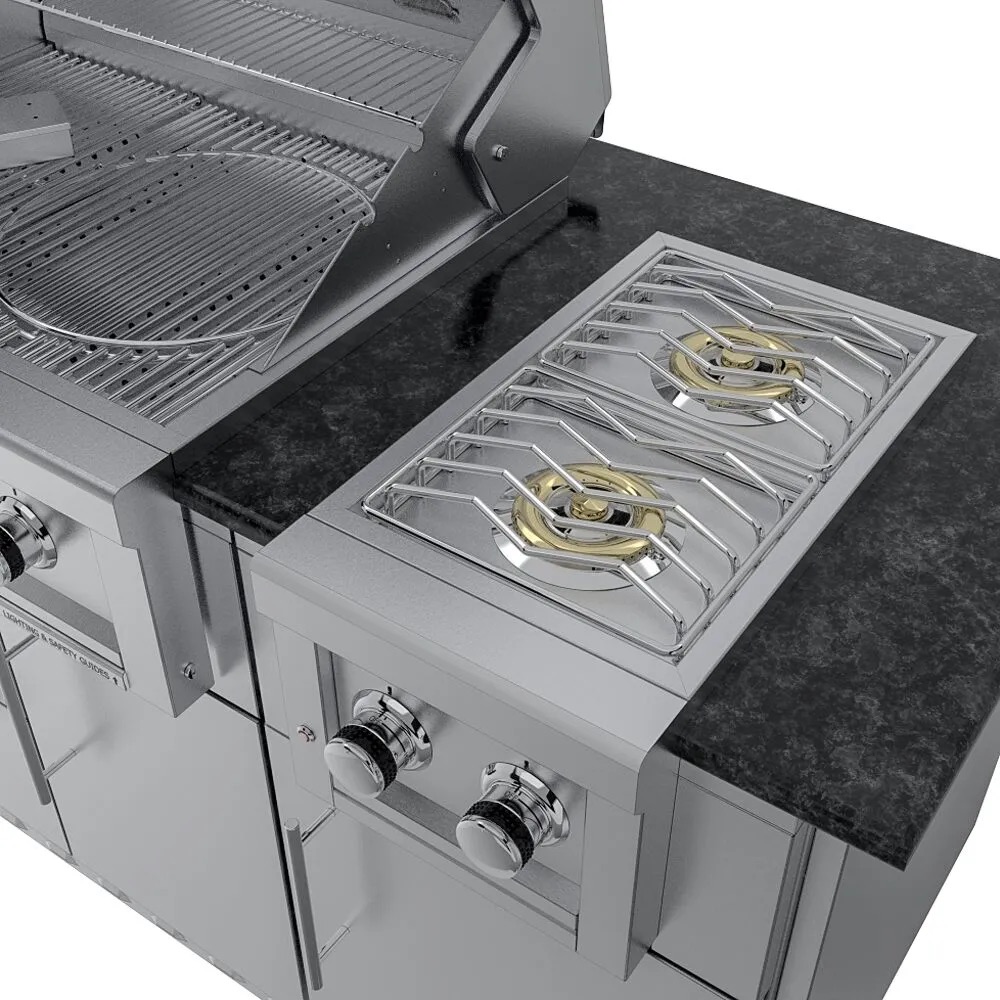 Sunstone Caprice 6 Foot Grill  and  Bar Sink Outdoor BBQ Island Package with Sunstone Grill Ruby Series 30 Inch 3 Burner Built In Gas Grill