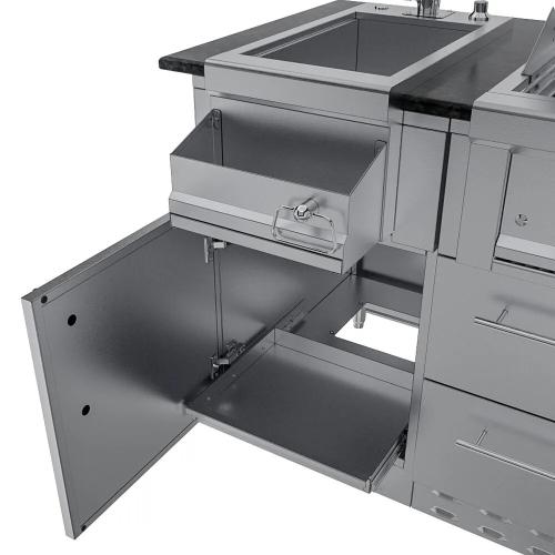 Sunstone Caprice 6 Foot Grill  and  Bar Sink Outdoor BBQ Island Package with Sunstone Grill Ruby Series 30 Inch 3 Burner Built In Gas Grill