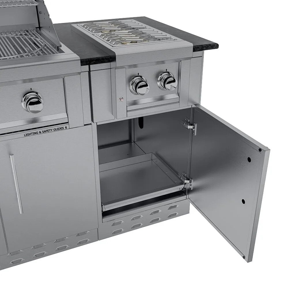 Sunstone Caprice 6 Foot Grill  and  Bar Sink Outdoor BBQ Island Package with Sunstone Grill Ruby Series 30 Inch 3 Burner Built In Gas Grill