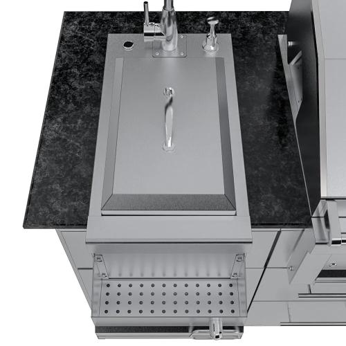 Sunstone Caprice 6 Foot Grill  and  Bar Sink Outdoor BBQ Island Package with Sunstone Grill Ruby Series 30 Inch 3 Burner Built In Gas Grill