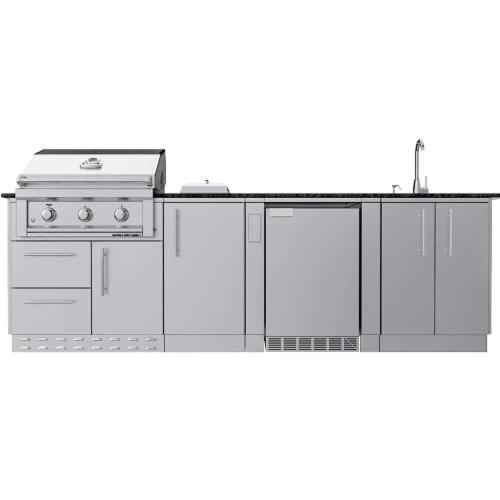 Sunstone Grills Brazos 9 Foot Grill  and  Bar Sink Outdoor BBQ Island Package with Sunstone Grills Ruby Series 30 Inch 3 Burner Built In Gas Grill