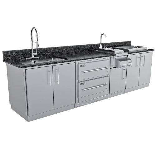 Sunstone Grills Galley 10 Foot Clean  and  Prep Outdoor Island Package