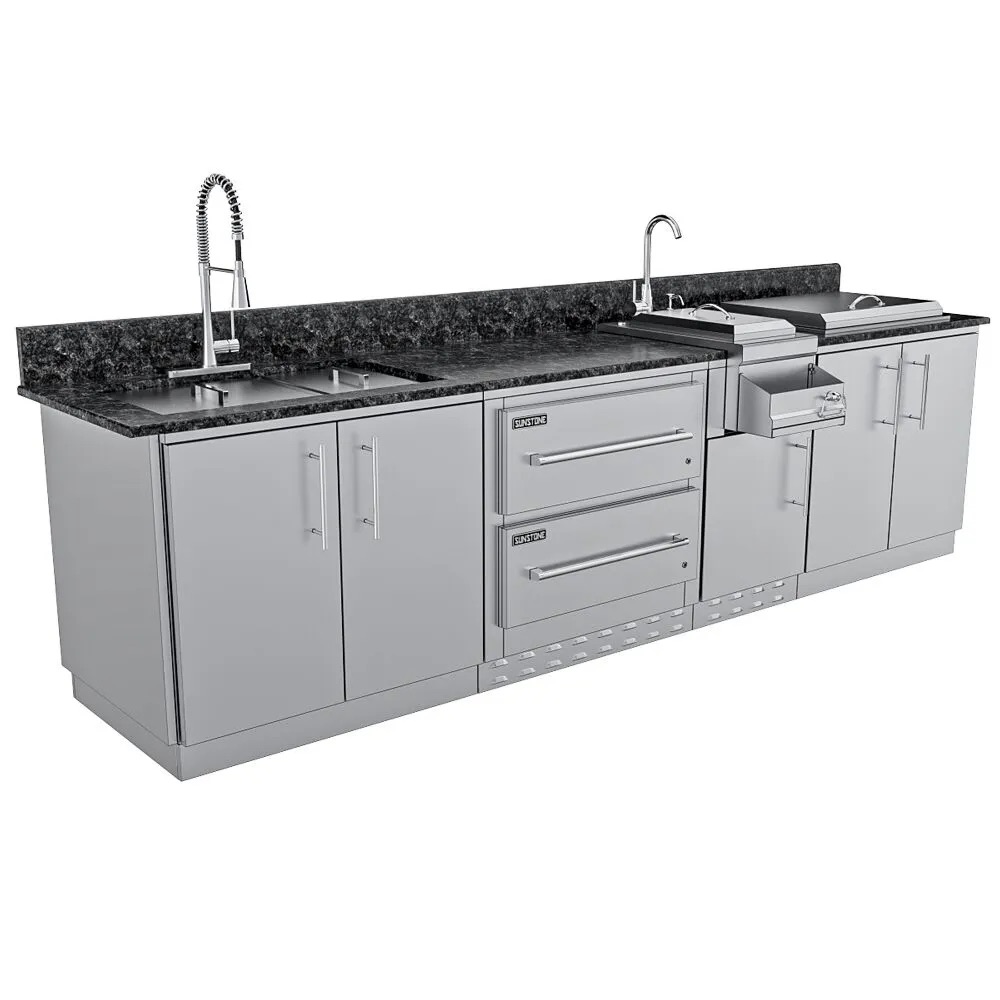 Sunstone Grills Galley 10 Foot Clean  and  Prep Outdoor Island Package