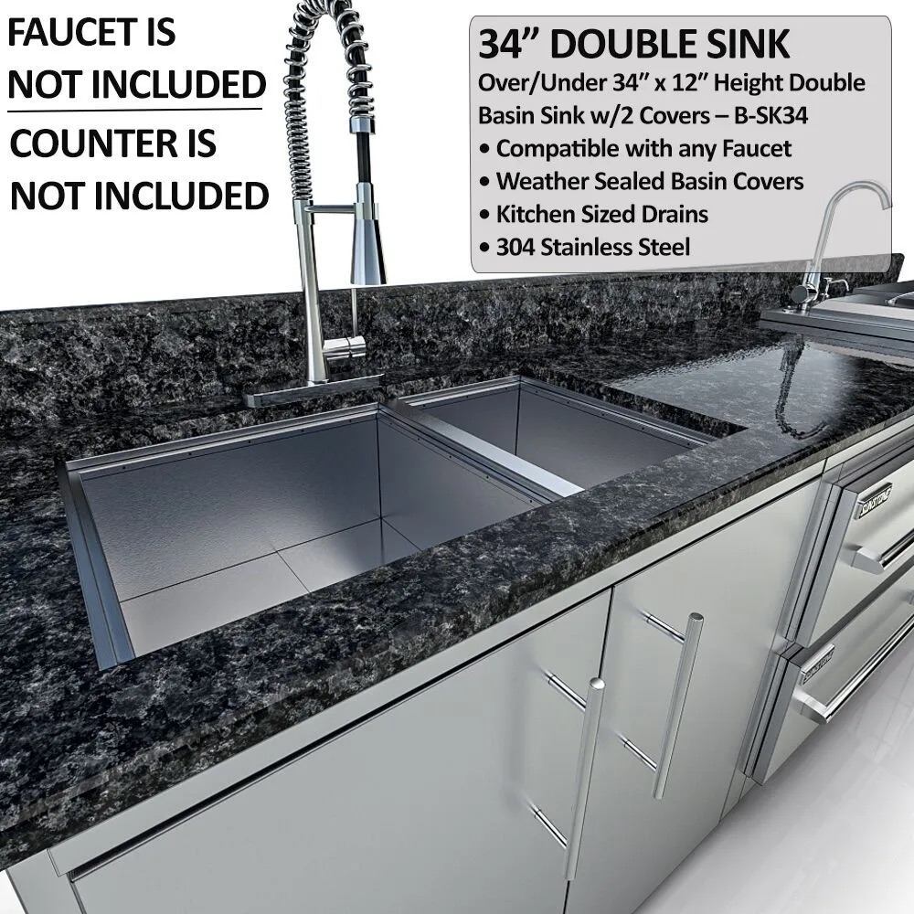 Sunstone Grills Galley 10 Foot Clean  and  Prep Outdoor Island Package