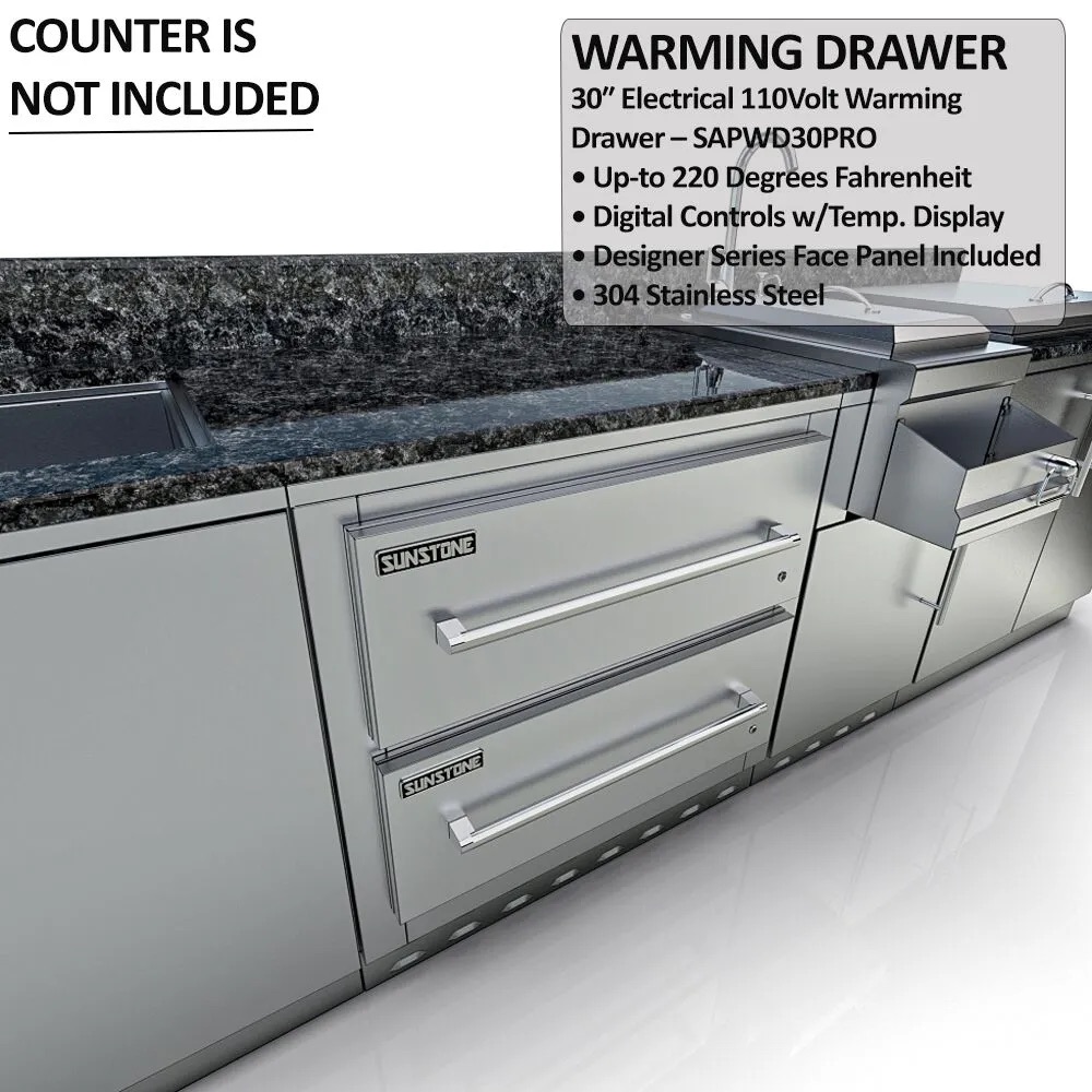 Sunstone Grills Galley 10 Foot Clean  and  Prep Outdoor Island Package