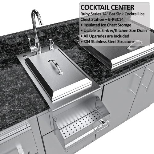 Sunstone Grills Galley 10 Foot Clean  and  Prep Outdoor Island Package