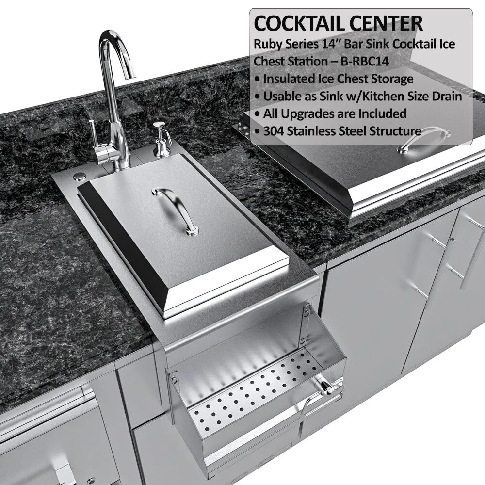 Sunstone Grills Galley 10 Foot Clean  and  Prep Outdoor Island Package