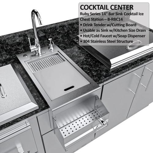 Sunstone Grills Galley 10 Foot Clean  and  Prep Outdoor Island Package