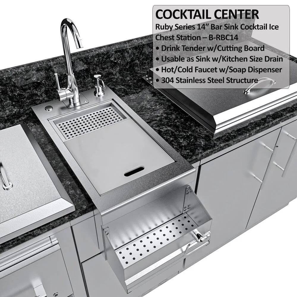 Sunstone Grills Galley 10 Foot Clean  and  Prep Outdoor Island Package