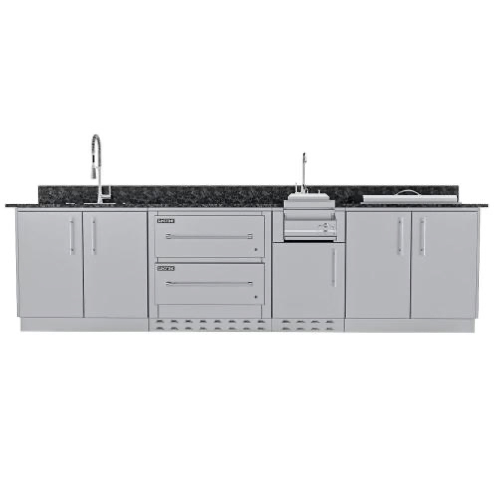 Sunstone Grills Galley 10 Foot Clean  and  Prep Outdoor Island Package