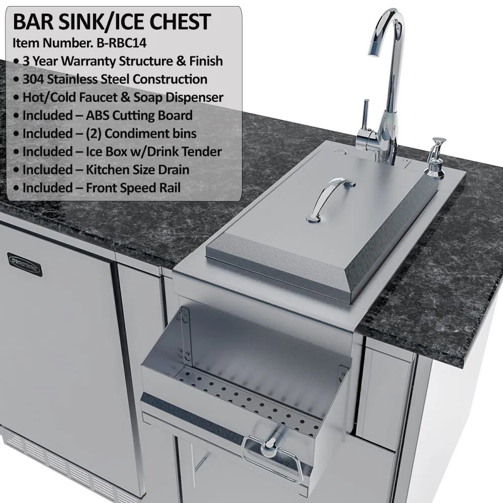 Sunstone Grills Savanna 16 Foot Outdoor BBQ Island Package with 60 Degree Angle with Sunstone Grills Ruby Series 42 Inch 5 Burner Built In Gas Grill with Rear Infrared Burner