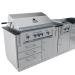 Sunstone Grills Savanna 16 Foot Outdoor BBQ Island Package with 60 Degree Angle with Sunstone Grills Ruby Series 42 Inch 5 Burner Built In Gas Grill with Rear Infrared Burner